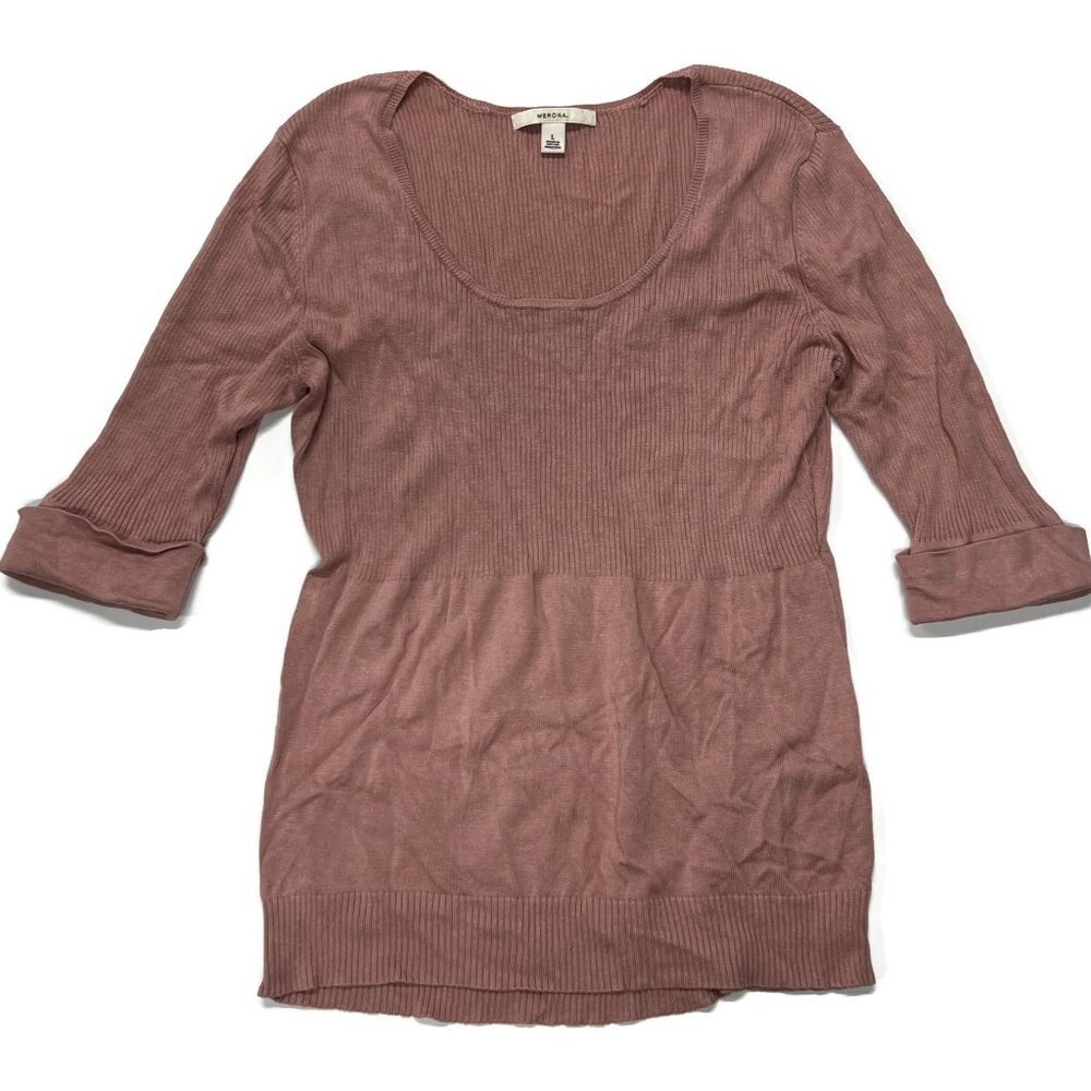Merona Womens Large Knit Top Shirt Pink
